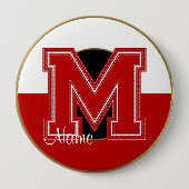 Mit Monogramm Knopf der Schule, rot-weißer Buchsta Button (Vorderseite)