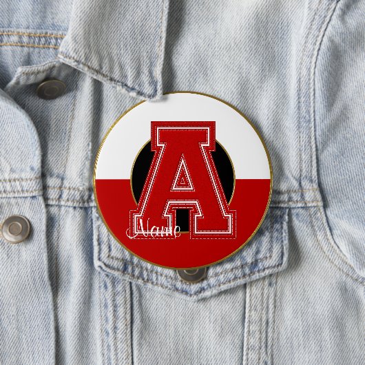 Mit Monogramm Knopf der Schule, rot-weißer Buchsta Button (Beispiel)