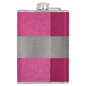 Mit Monogramm Kolben aus rosa Leder und Metallen Flachmann (Rückseite)