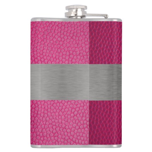 Mit Monogramm Kolben in Rosa und Metallen Flachmann (Rückseite)