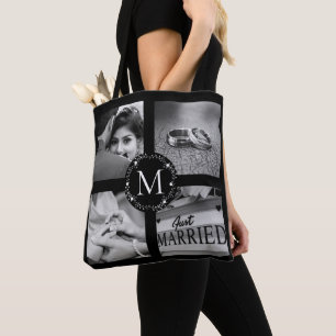 Mit Monogramm Kollage mit Name, Est-Datum Tasche