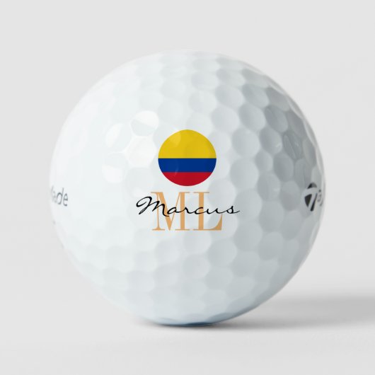 Mit Monogramm kolumbianische Flagge & Kolumbien Go Golfball (Vorderseite)