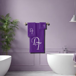 Mit Monogramm - königlich lila Badhandtuch Set