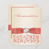 Mit Monogramm Koralle, Champagnerflorenkarte Begleitkarte (Vorne/Hinten)