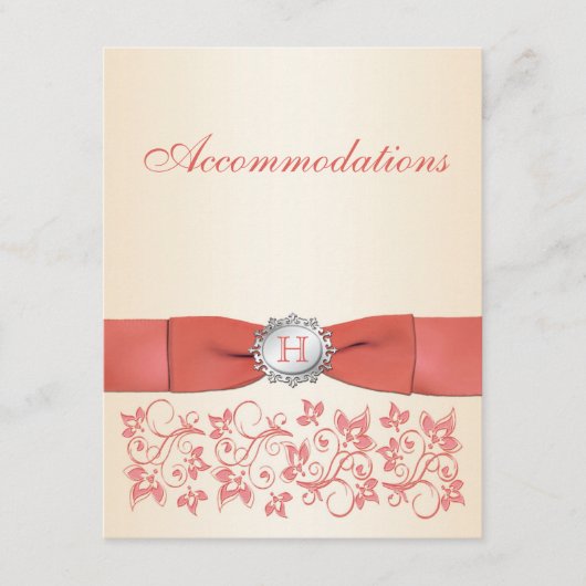 Mit Monogramm Koralle, Champagnerflorenkarte Begleitkarte (Vorderseite)