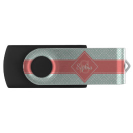 Mit Monogramm Korallen- und Minzdiamantenmuster USB Stick