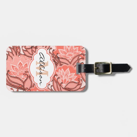 Mit Monogramm Korallenmuster Gepäckanhänger (Vorderseite horizontal)