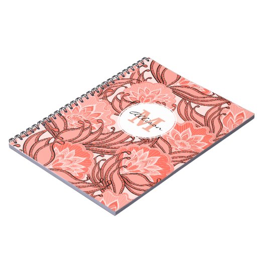 Mit Monogramm Korallenmuster Notizblock (Linke Seite)