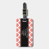 Mit Monogramm Korallenrosa Quatrefolienmuster Gepäckanhänger (Vorderseite vertikal)