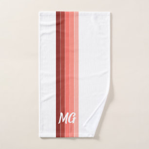 Mit Monogramm Korallenrosa Streifen Handtuch