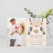 MIT MONOGRAMM KORALLMINDREAMCATCHER SAVE THE DATE (Stehend Vorderseite)