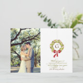 mit Monogramm Kranz - Urlaubskarte Feiertagskarte (Stehend Vorderseite)