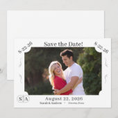 Mit Monogramm Kreuz und Ringe Hochzeit speichern d Save The Date (Vorne/Hinten)