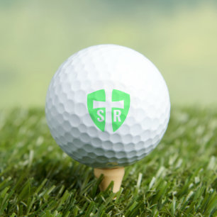 Mit Monogramm Kreuzschild-Initialen Christlich grü Golfball