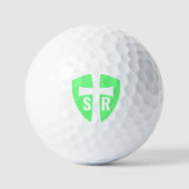 Mit Monogramm Kreuzschild-Initialen Christlich grü Golfball (Vorderseite)