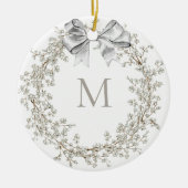 Mit Monogramm Kristallkranke Weihnachten Keramik Ornament (Vorne)