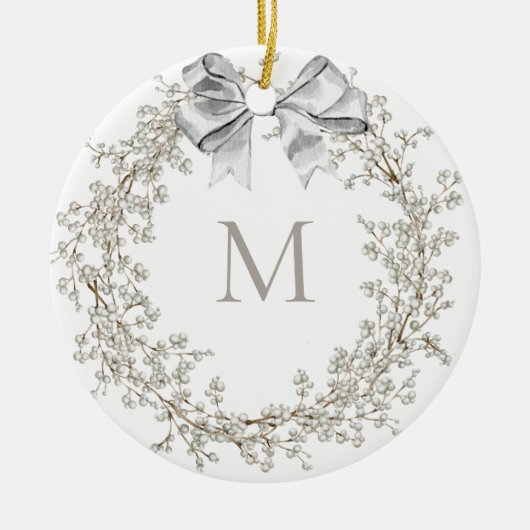 Mit Monogramm Kristallkranke Weihnachten Keramik Ornament (Vorne)