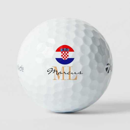 Mit Monogramm kroatische Flagge & kroatische Golfb Golfball (Vorderseite)