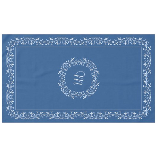 Mit Monogramm kundenspezifischer Text-blaue Tischdecke (Vorderseite (Horizontal))