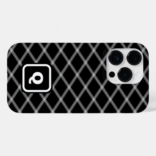 Mit Monogramm Kunst-Déco in Schwarz und Weiß Case-Mate iPhone Hülle (Rückseite (Horizontal))