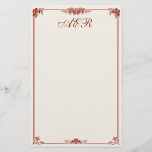 Mit Monogramm Kunst Nouveau rotes angrenzendes Briefpapier