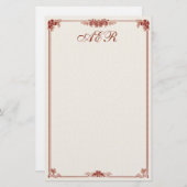 Mit Monogramm Kunst Nouveau rotes angrenzendes Briefpapier (Vorne/Hinten)