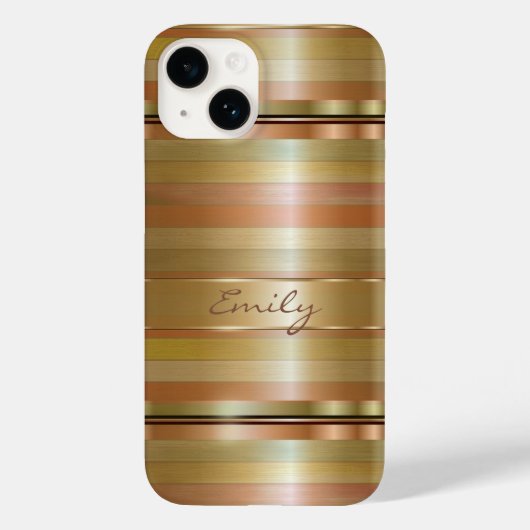 Mit Monogramm Kupfer- und Goldstreifen Case-Mate iPhone Hülle (Rückseite)