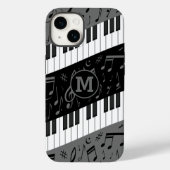Mit Monogramm Kurven-Klaviertasten und Musiknoten Case-Mate iPhone Hülle (Rückseite)