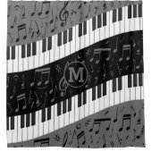Mit Monogramm Kurven-Klaviertasten und Musiknoten Duschvorhang (Vorderseite)