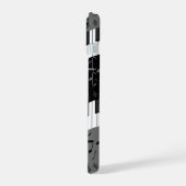 Mit Monogramm Kurven-Klaviertasten und Musiknoten iPhone 15 Hülle (Linke Seite)