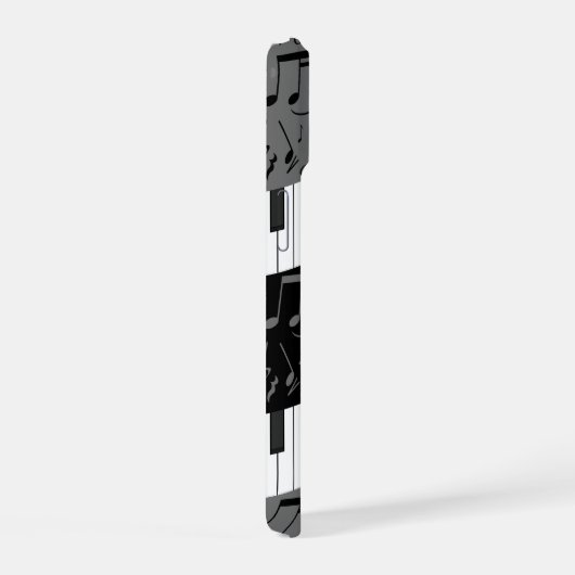 Mit Monogramm Kurven-Klaviertasten und Musiknoten iPhone 15 Hülle (Rechte Seite)