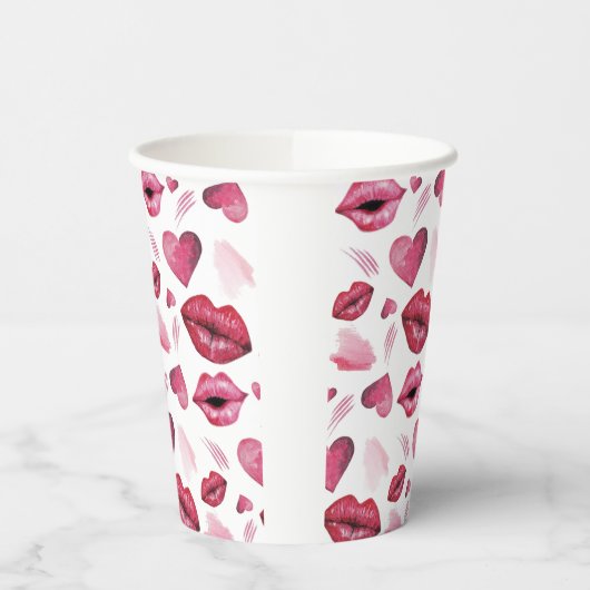 Mit Monogramm Küsse und Herzmuster Wasserfarbe Pappbecher (Links)