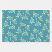 Mit Monogramm Küstenmeer Schildkröte Blaues Grün Geschenkpapier Set (Vorderseite 3)