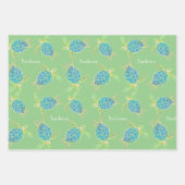Mit Monogramm Küstenmeer Schildkröte Blaues Grün Geschenkpapier Set (Vorderseite)