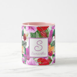 Mit Monogramm Küstenparadies blüht Tasse