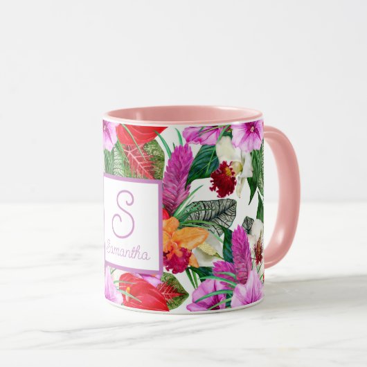 Mit Monogramm Küstenparadies blüht Tasse (VorderseiteRechts)