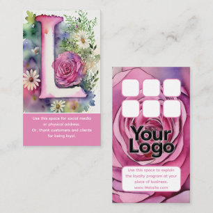 Mit Monogramm L Daisy Floral Watercolor Logo-Punch Visitenkarte