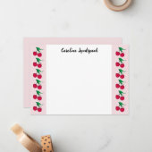 Mit Monogramm, lackierte rote Kirschen Mitteilungskarte (Vorderseite/Rückseite Beispiel)