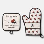 Mit Monogramm Ladybug individuell anpassbar Ofenhandschuh & Topflappen-Set (Vorderseite)