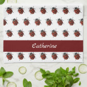Mit Monogramm Ladybug-Muster Geschirrtuch (Gefaltet)