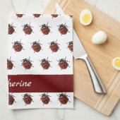 Mit Monogramm Ladybug-Muster Geschirrtuch (Viertel Falte)