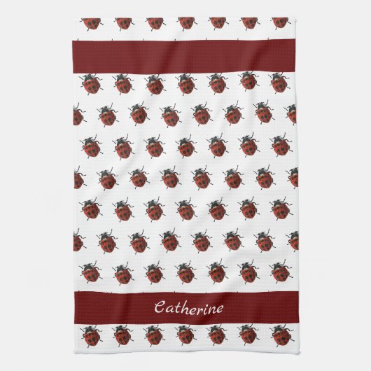 Mit Monogramm Ladybug-Muster Geschirrtuch (Vertikal)