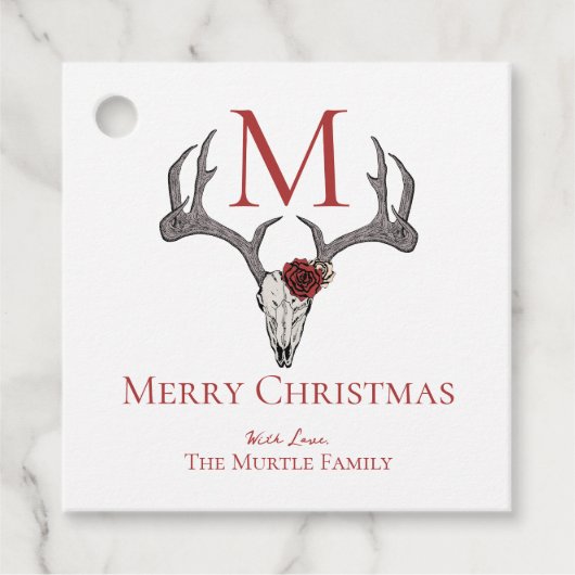 Mit Monogramm Land - Weihnachtsmäntel und Rose Geschenkanhänger (Vorderseite)