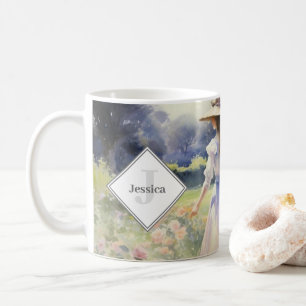 Mit Monogramm Länder Hütte Vintag Wasserfarbe Kaffeetasse