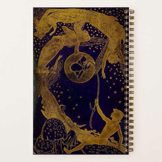 Mit Monogramm Lang Violet Fairy Book Dotted Journa Notizblock (Rückseite)