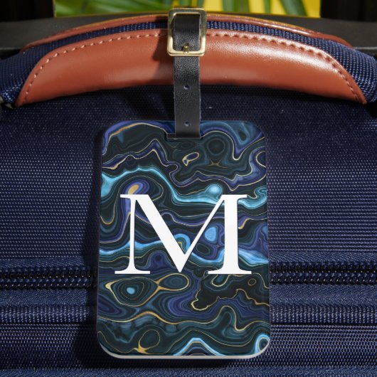 Mit Monogramm Lapis Lazuli Gepäckanhänger (Vorderseite Insitu 2)