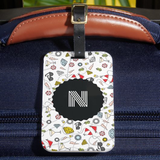 Mit Monogramm Las Vegas Pool Party Muster Gepäckanhänger (Vorderseite Insitu 2)