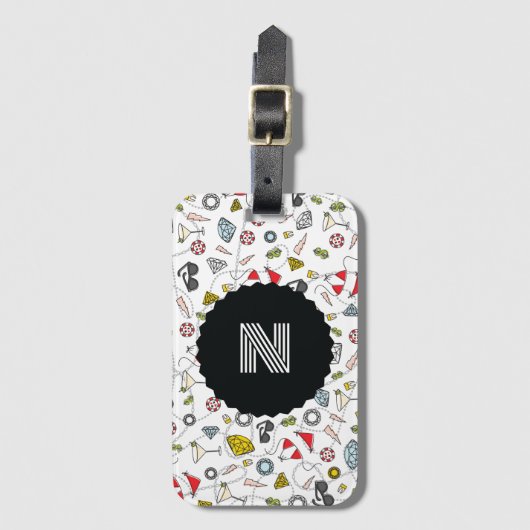 Mit Monogramm Las Vegas Pool Party Muster Gepäckanhänger (Vorderseite Vertikal)