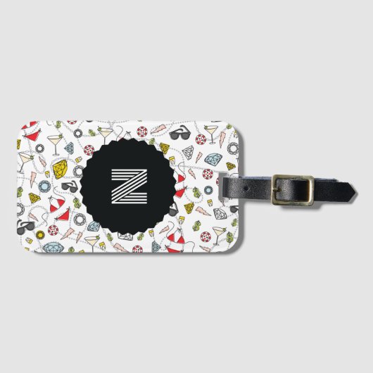 Mit Monogramm Las Vegas Pool Party Muster Gepäckanhänger (Vorderseite (Horizontal))