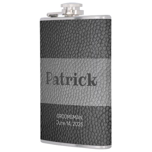 Mit Monogramm Lasche aus Leder Flachmann (Links)